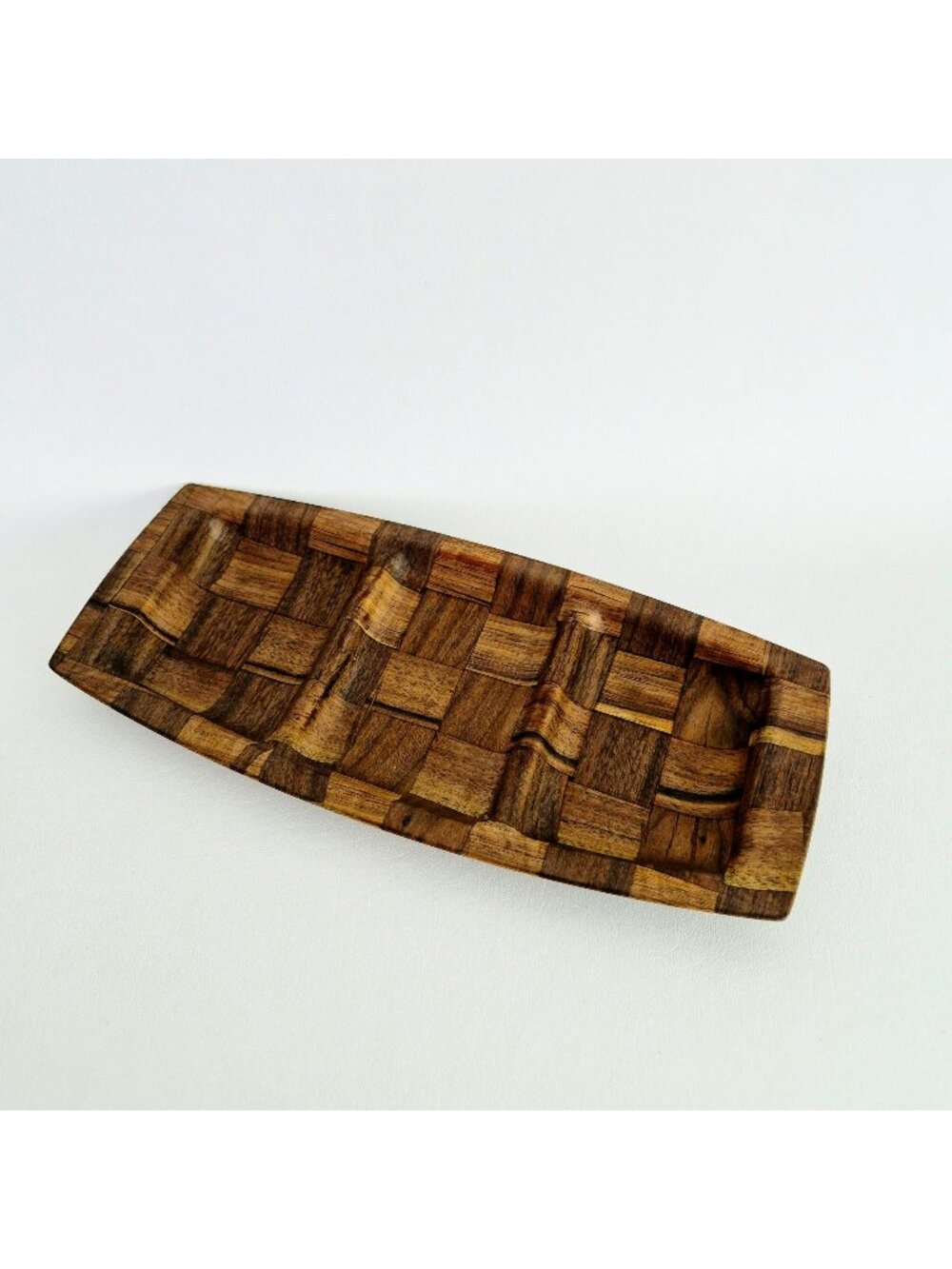 Vintage Mid Century Modern Wooden 3 Part Divided Serving Tray, c.1970s USA Made